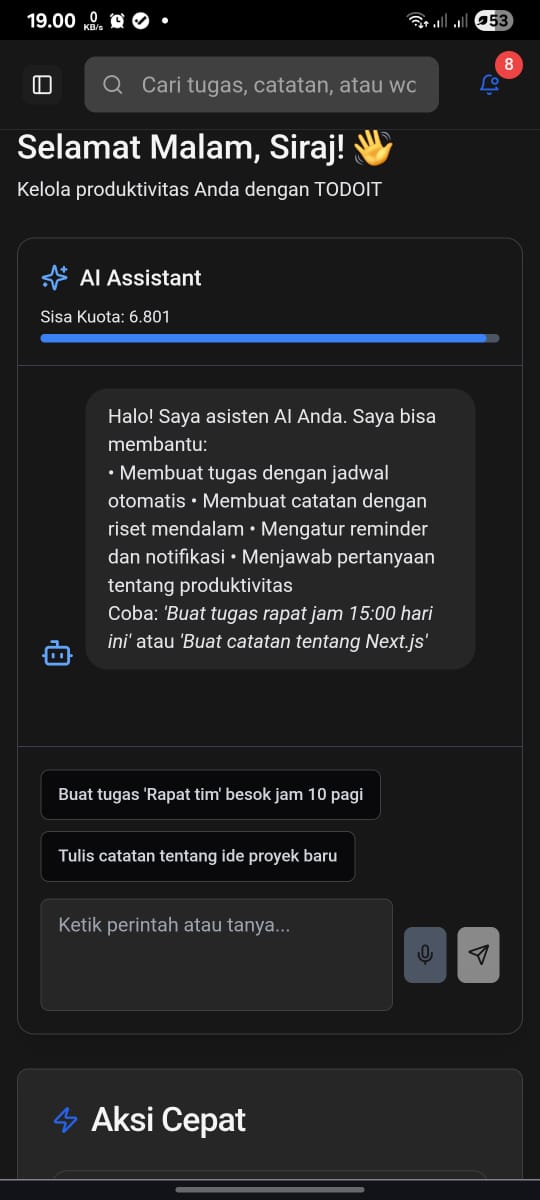 Dashboard TODOIT Mobile